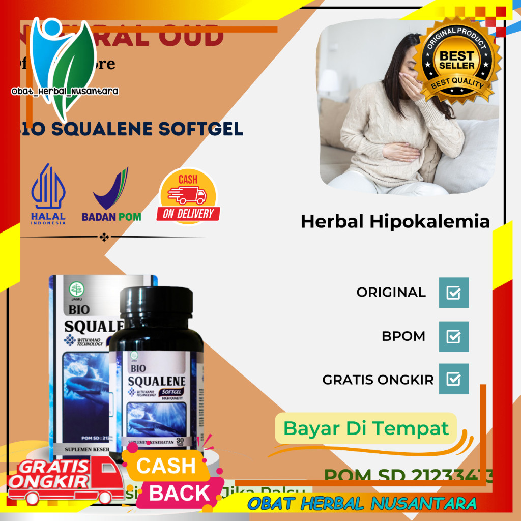 Herbal Hipokalemia- Kekurangan Kalium- Kadar Kalium Rendah- Penambah Kalium BIO SQUALENE SOFTGEL 1 B