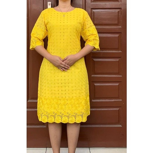 CLS GAUN KATUN BOLONG MIDI WANITA MODERN