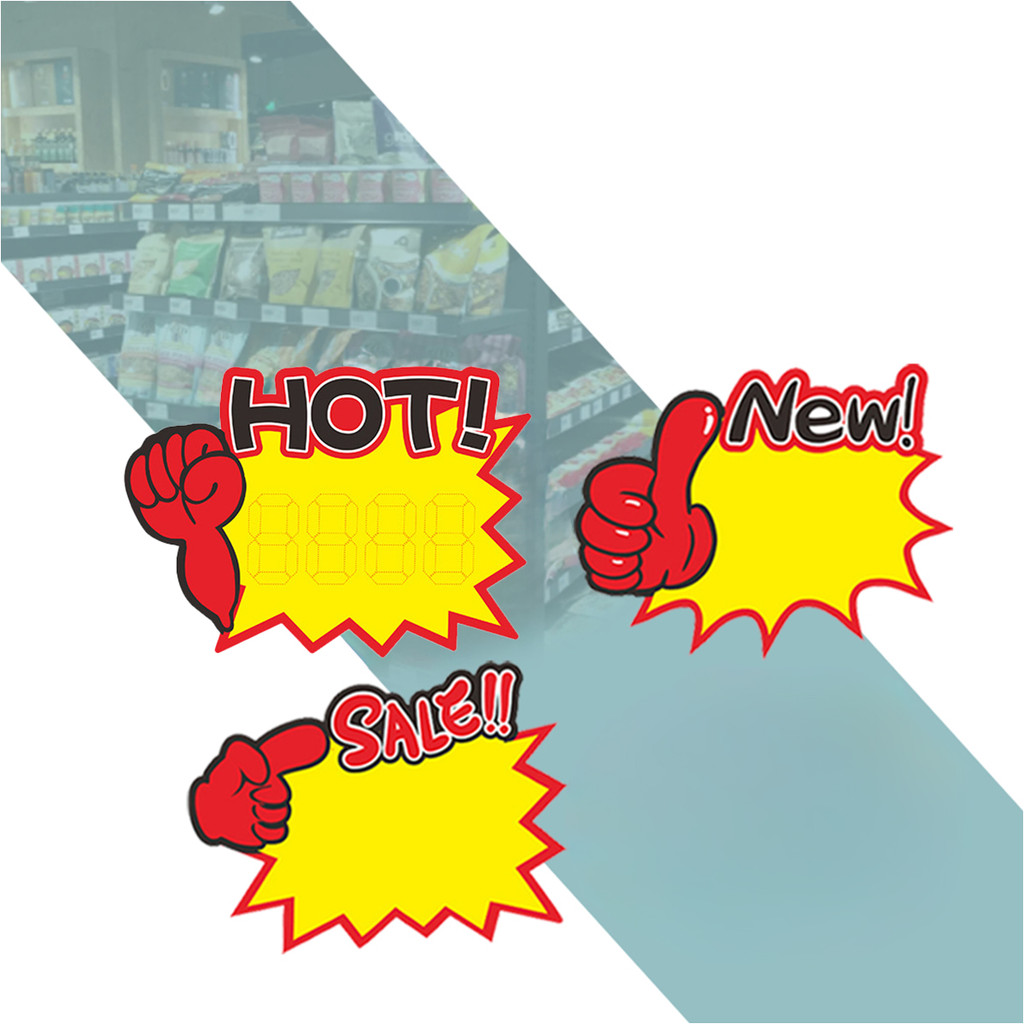 

1/3/5 pack Price Tag NEW/HOT/SALE label harga pop card 15*11cm kartu promo Stiker yang mudah meledak Cocok untuk supermarket