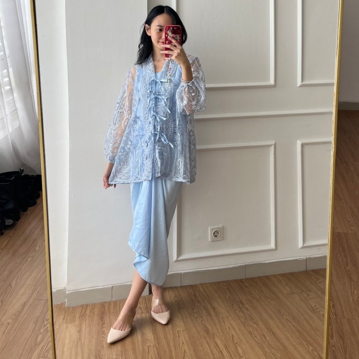 B_G / Rhei Collection| Thalita Set Setelan Pesta Dress Kondangan Lebaran - BABY BLUE