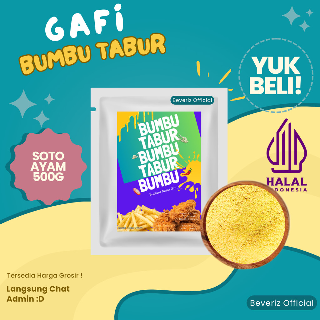 

BEVERIZ BUMBU TABUR RASA SOTO AYAM 500 GRAM {BISA COD}{TERSEDIA HARGA GROSIR}