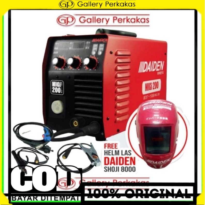 Daiden Mesin las CO2 MIG MAG 200A Gasless Migi 200 Mig 200