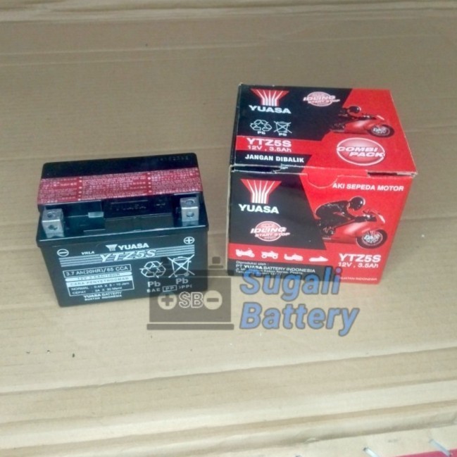 Aki Motor Suzuki Lets, Arashi, Hayate, Shogun 125 YUASA YTZ5S MF Accu kering 12Volt 3.7Ah