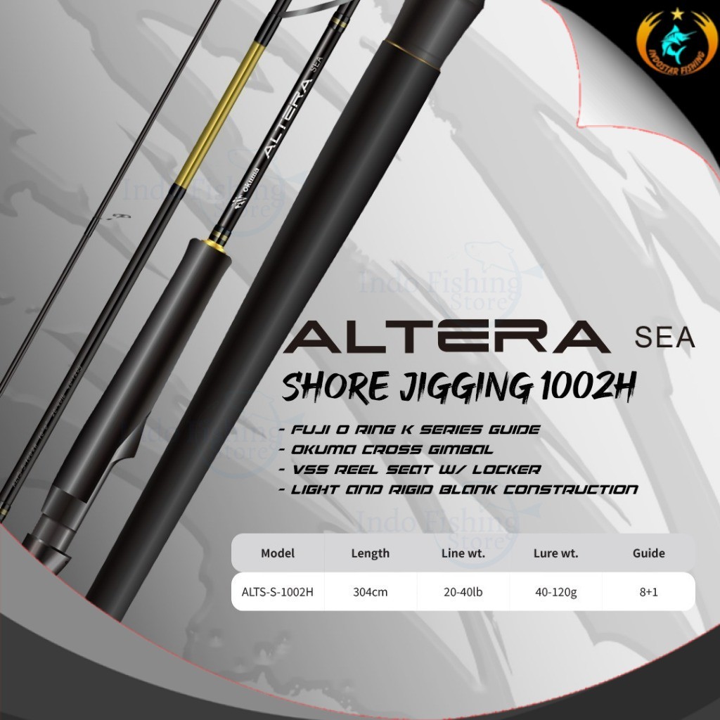 Joran Pancing OKUMA Altera Sea Shore Jigging 1002H 20-40Lbs Stik Mancing Casting Jigging Pinggiran T