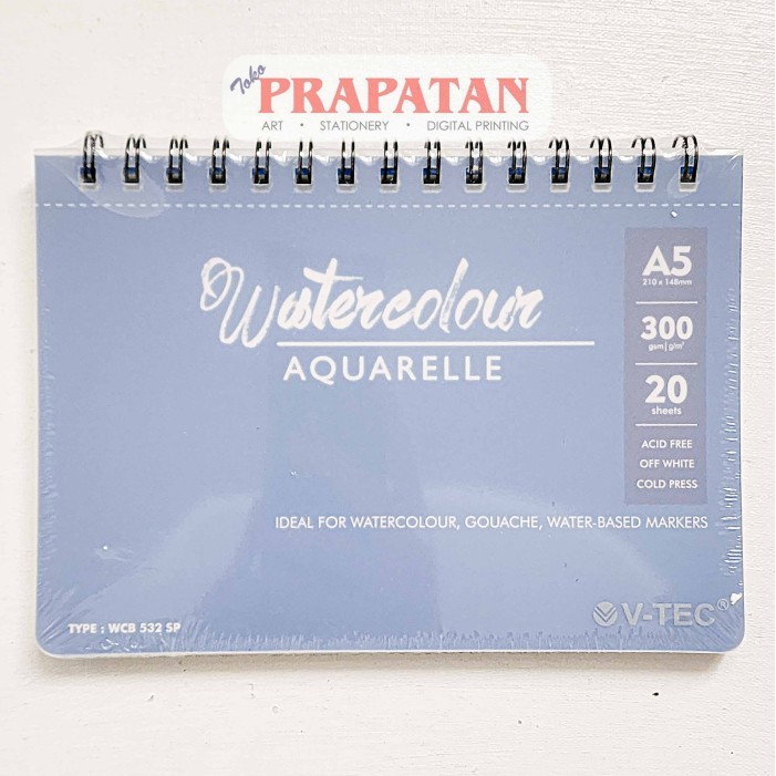 

V-TEC Spiral Watercolor Book Pad | Buku Cat Air - WCB-532SP A5
