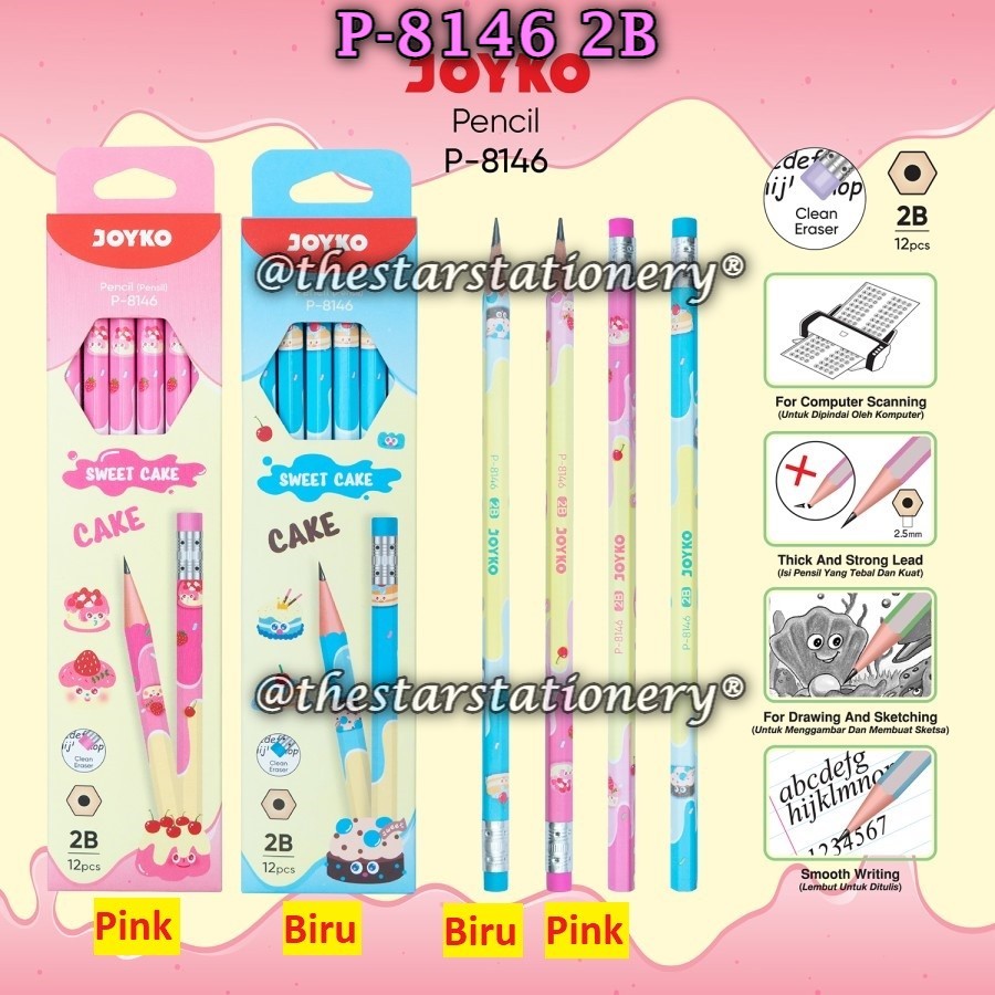 

(1 Biji) Pensil JOYKO P-8146 2B BISA PILIH MOTIF / Pencil Pensil Joyko P-8146 2B P8146 (1 Biji)