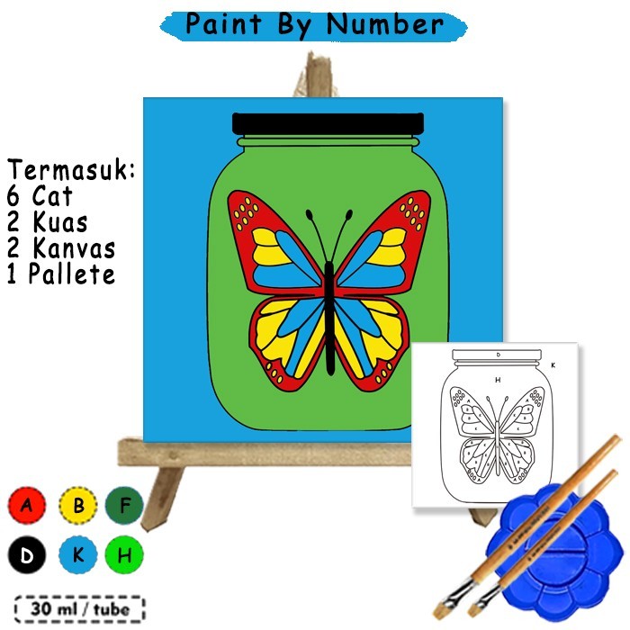 

Kanvas Lukis Butterfly In a Jar Paint By Number 20x20 cm