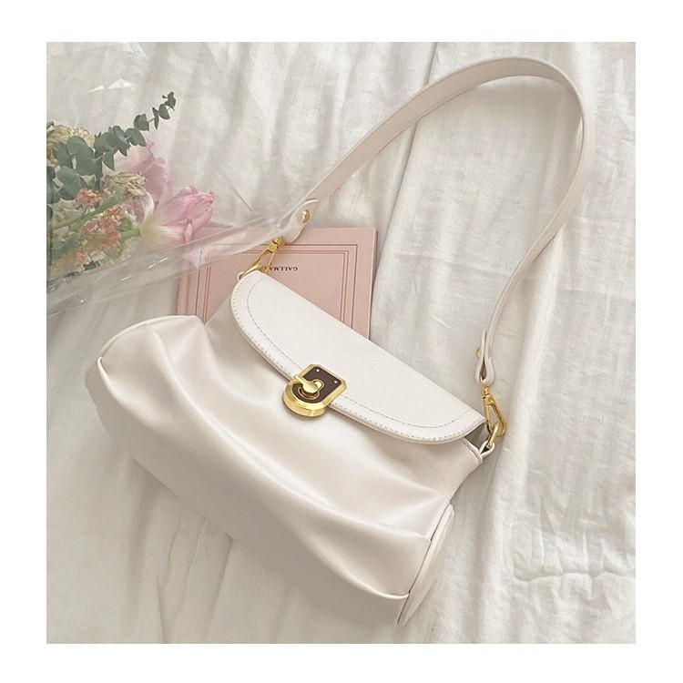 DMTS078 Shoulderbag White Rose MiuMiu Niche Tas Selempang Kulit Halus Polos Slingbag Tas Diamond Bag