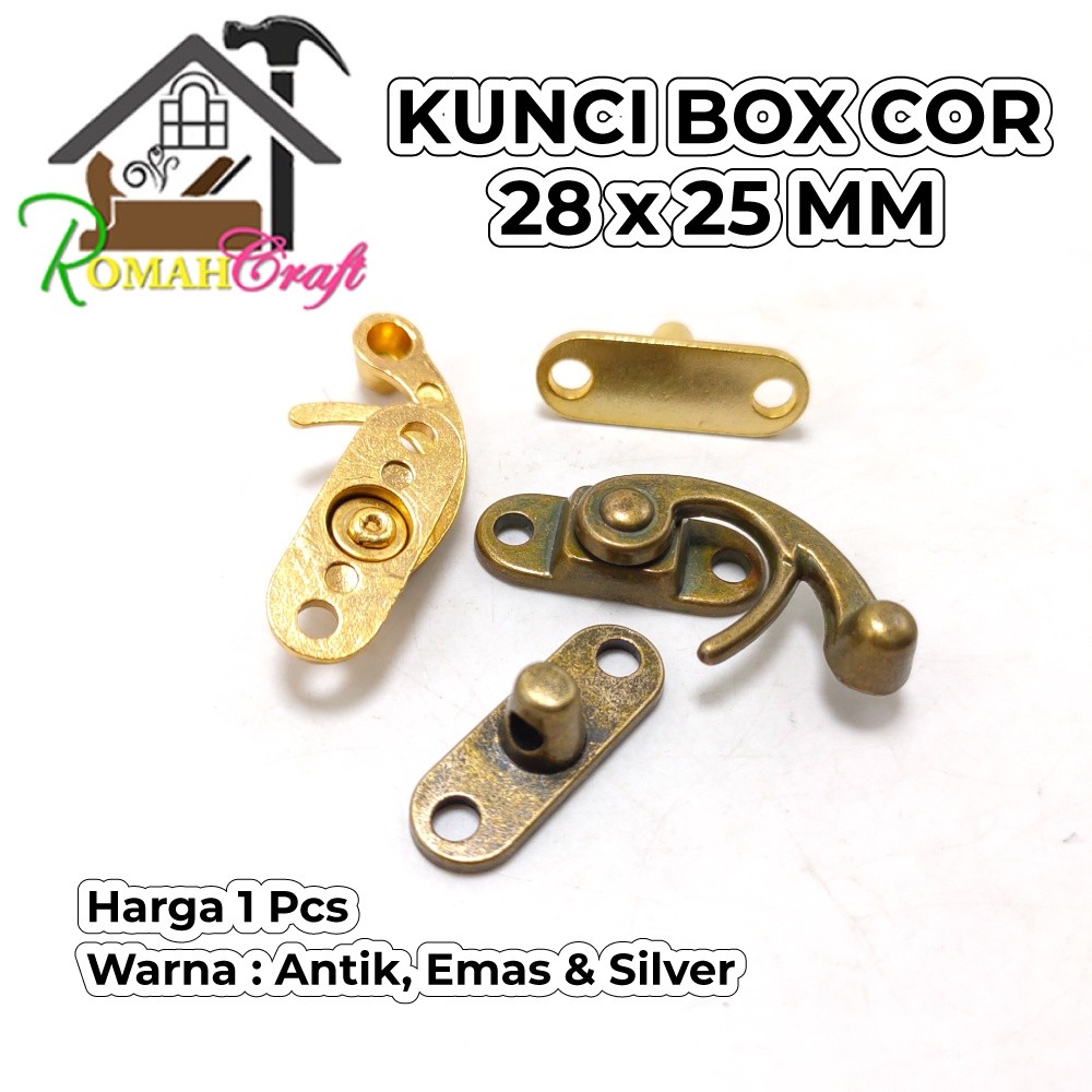 Kunci Box Murah Plat Cor 28mm Kunci Dus Kunci Pengait Kotak Souvenir Antik
