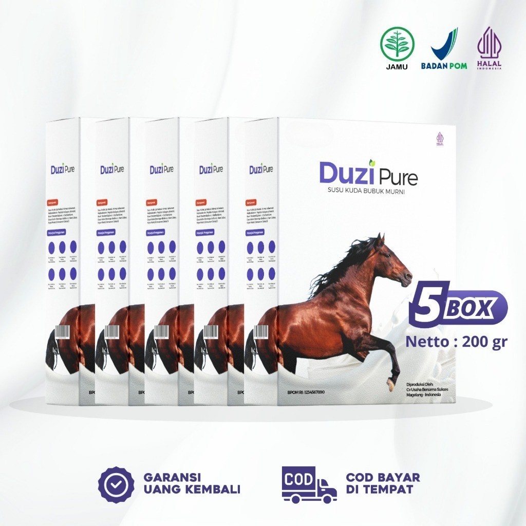

Duzi Pure Susu Kuda Asli Bubuk Herbal 100% Paket 5 Box