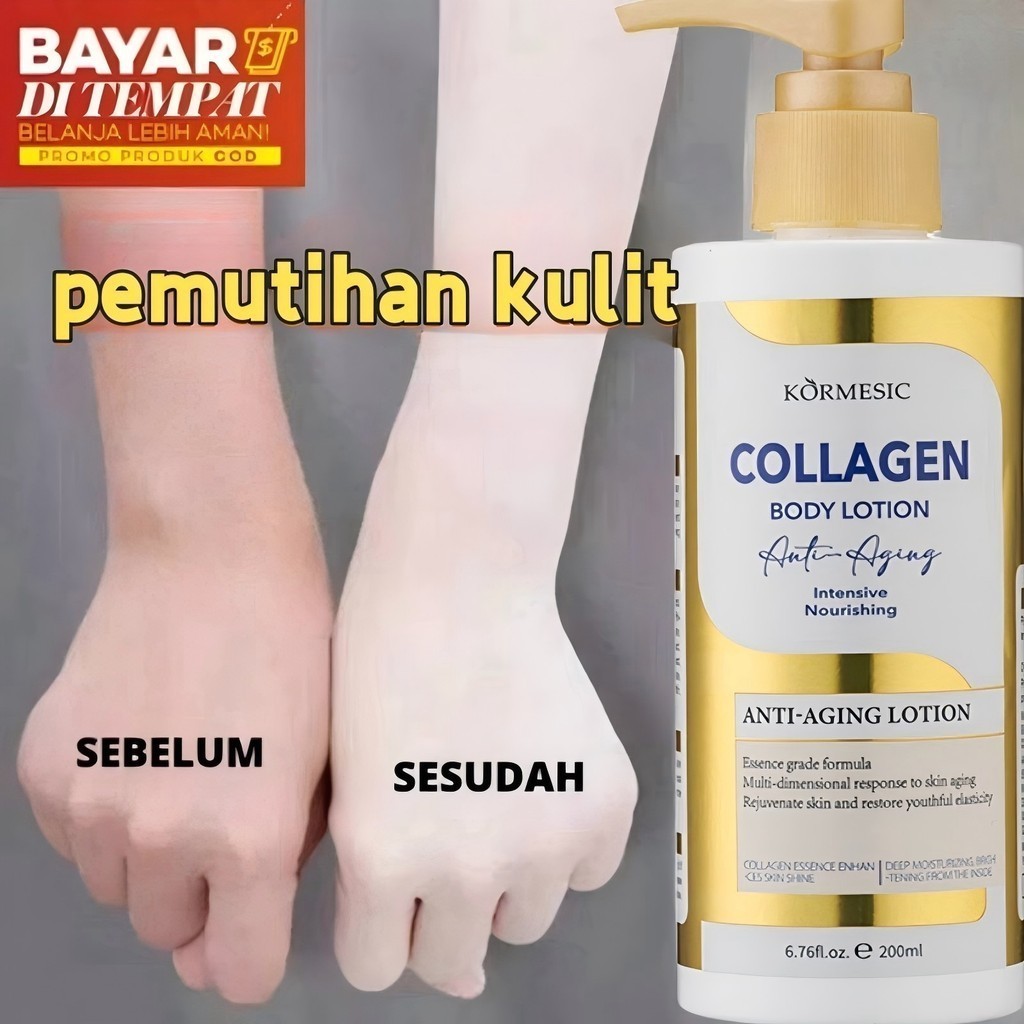 COD Collagen Body Lotion Whitening BPOM 500ml Pemutih Badan Permanen Pelembab Dan Meremajakan Kulit 