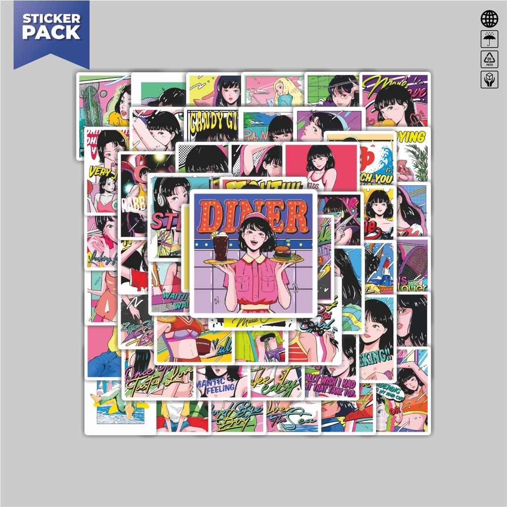 

[100PCS]Stiker Pack Stiker Comic Magazine Girls Aesthetic Vinyl Anti Air Dekorasi Sticker Laptop Buku Journal Koper Helm Casing HP Gitar Helm Skateboard