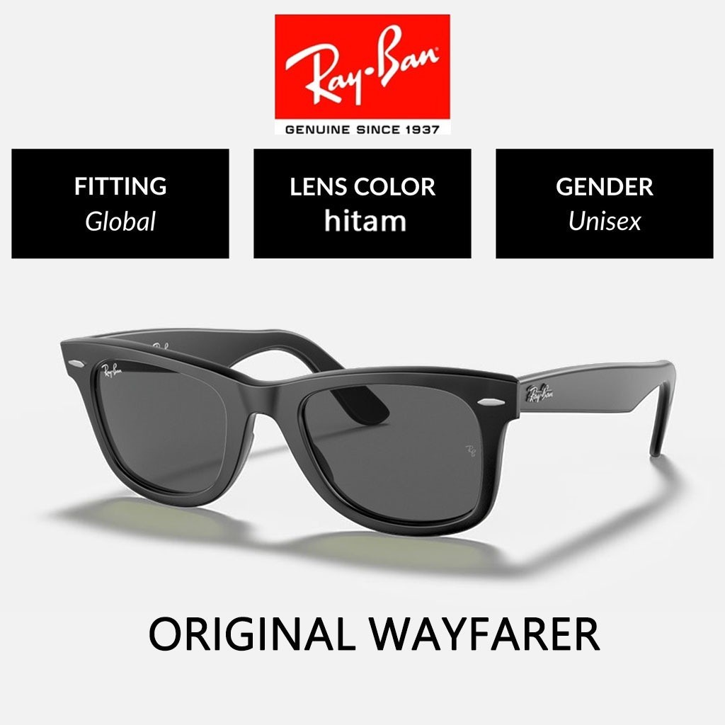 Ray-ban Original wayfarer classic Kacamata Hitam RB2140 Global Fitting men/women Sunglasses