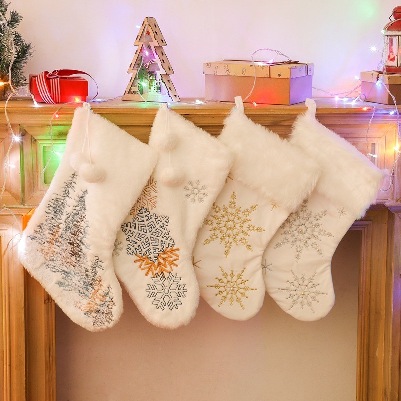 

Christmas Gift Storage Bag, Snowflake, Lovely Plush, Children's Christmas Tree Socks, Atmosphere Decoration Supplies, New Year