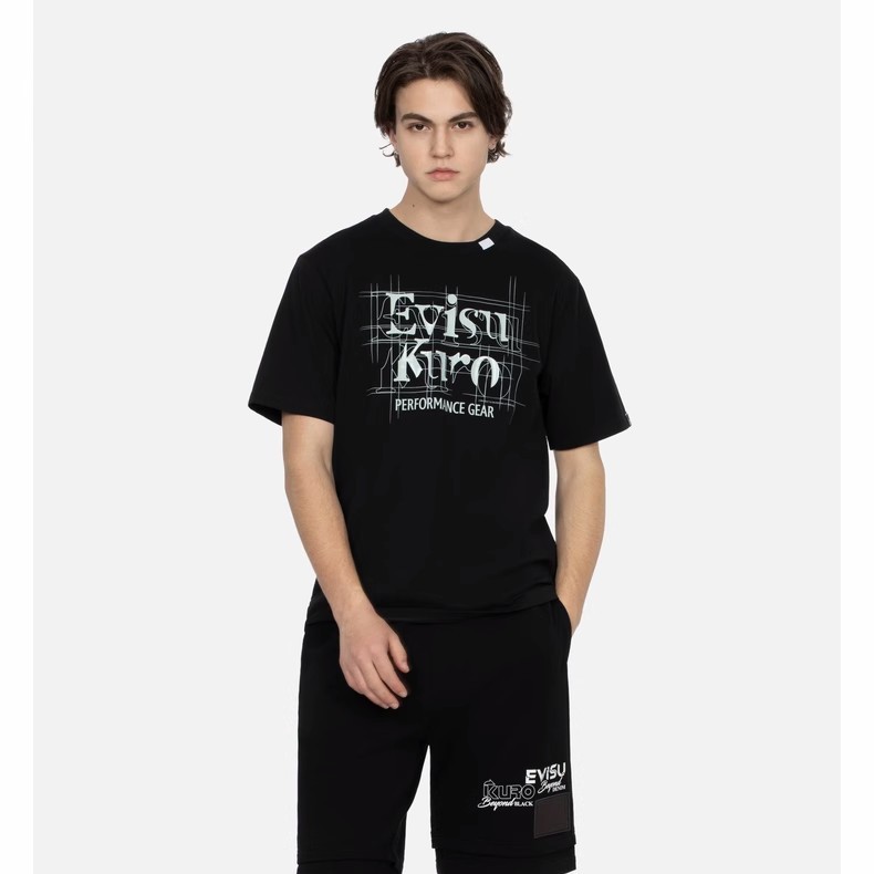 EVISU KURO T-shirt musim panas logo pria baru pencetakan logo pria olahraga katun lengan pendek sede