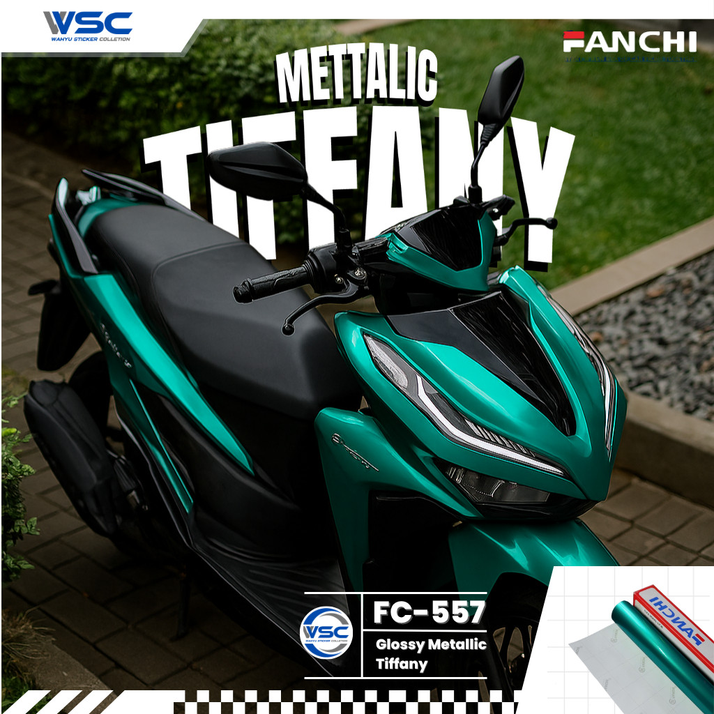Stiker Skotlet  Hijau Tosca Metalik Candy Tiffany Metallic Glossy Fanchi Premium Wrapping Motor Mobi