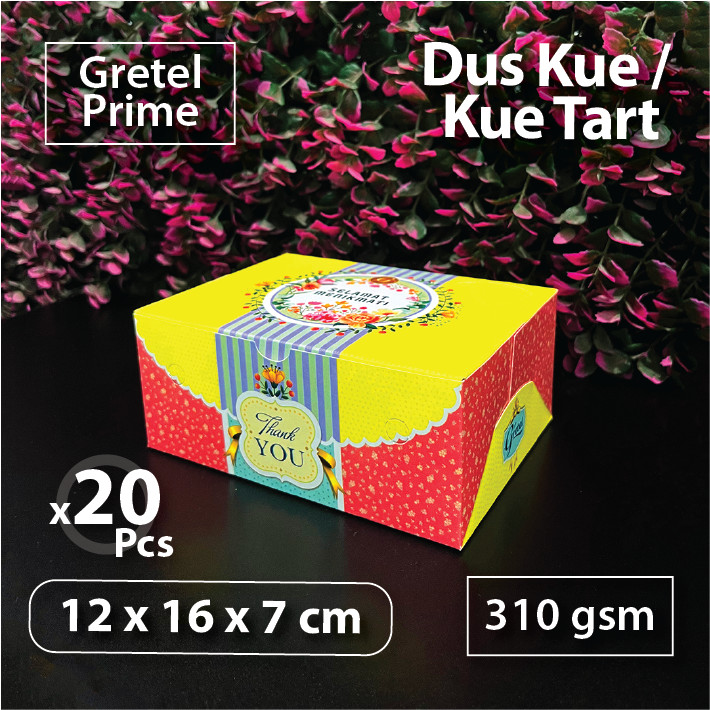 

Paket 20 pcs – Dus Motif 12 x 16 x 7 cm – Gretel Prime – Dus Kue Cake Box