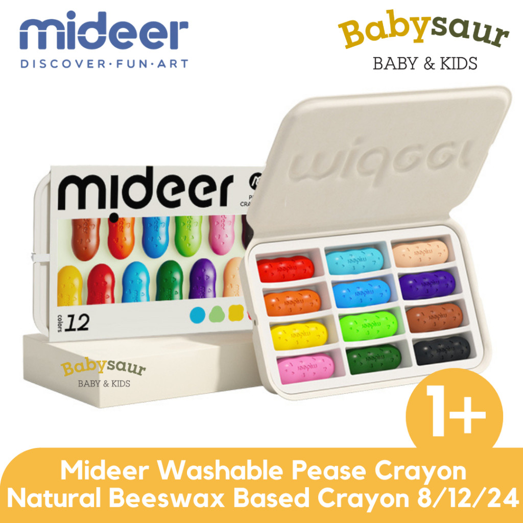 

Mideer Washable Pease Crayon Natural Beeswax Based Krayon 8 12 24 pcs Color Colors Warna Alat Mewarnai Coloring Tools Anak Anak Bayi Balita Perempuan Laki Laki