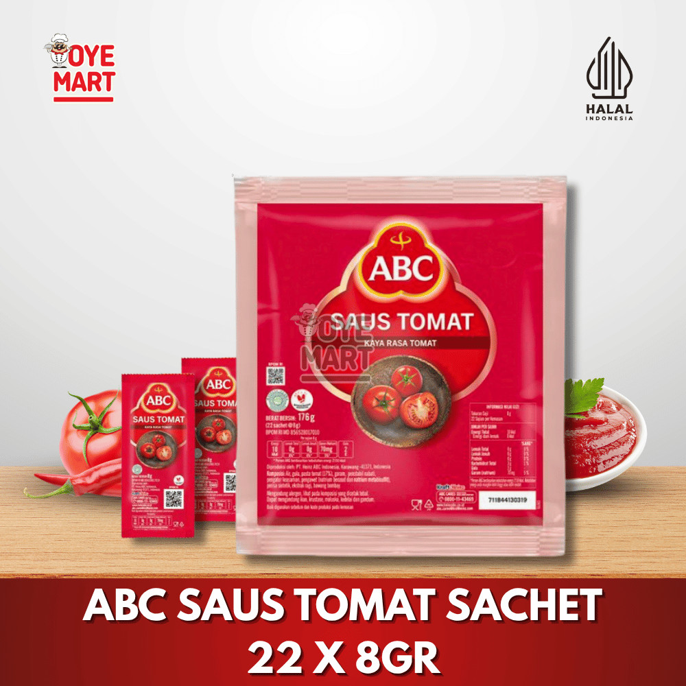 

ABC SAUS TOMAT SACHET 22 X 8 GR / SAUCE TOMAT SACHET 176GR