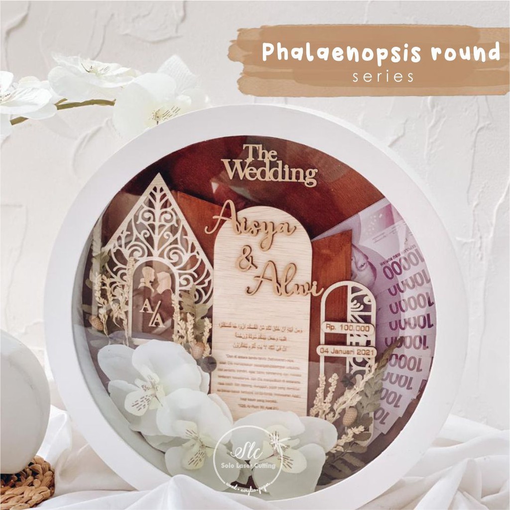 custom mahar phalaenopsis mahar orchid anggrek round 30x30cm figura seserahan hantaran pernikahan ru