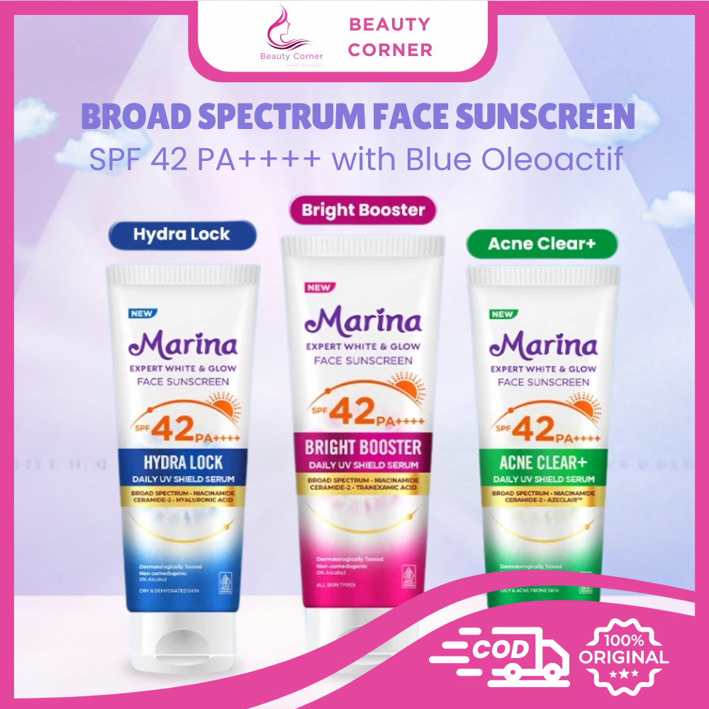Marina Expert White & Glow Daily UV Shield Serum SPF 42 PA++++ Face Sunscreen - 30ml
