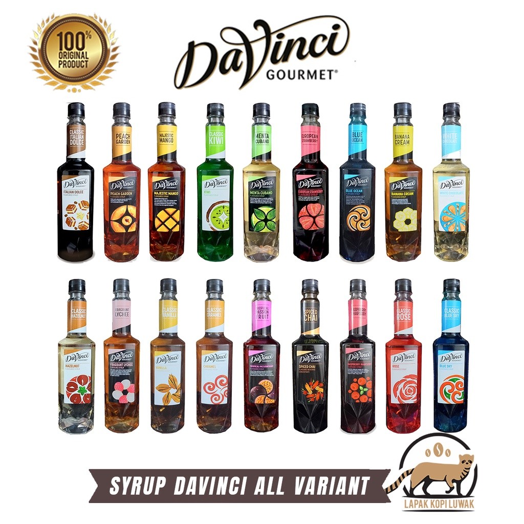 

Davinci syrup all Variant - Sirup Davinci Hazelnut, Vanilla, Caramel, Lychee, Menta Cubano