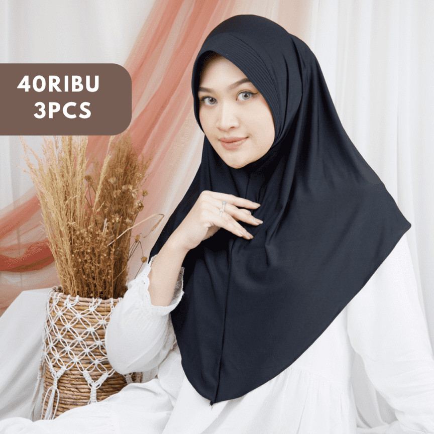 (40 RIBU 3 PCS) Hijab Bergo Instan Sport Jersey Jumbo Panjang Menutup Dada