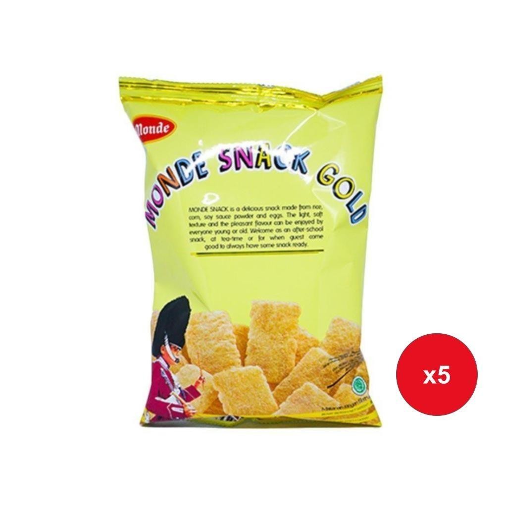 

(NEW) Monde Snack Gold 27g isi 5 - Snack Asin Cemilan Kripik Beras Jagung Kacang Kedelai Telur - Food, Crispy