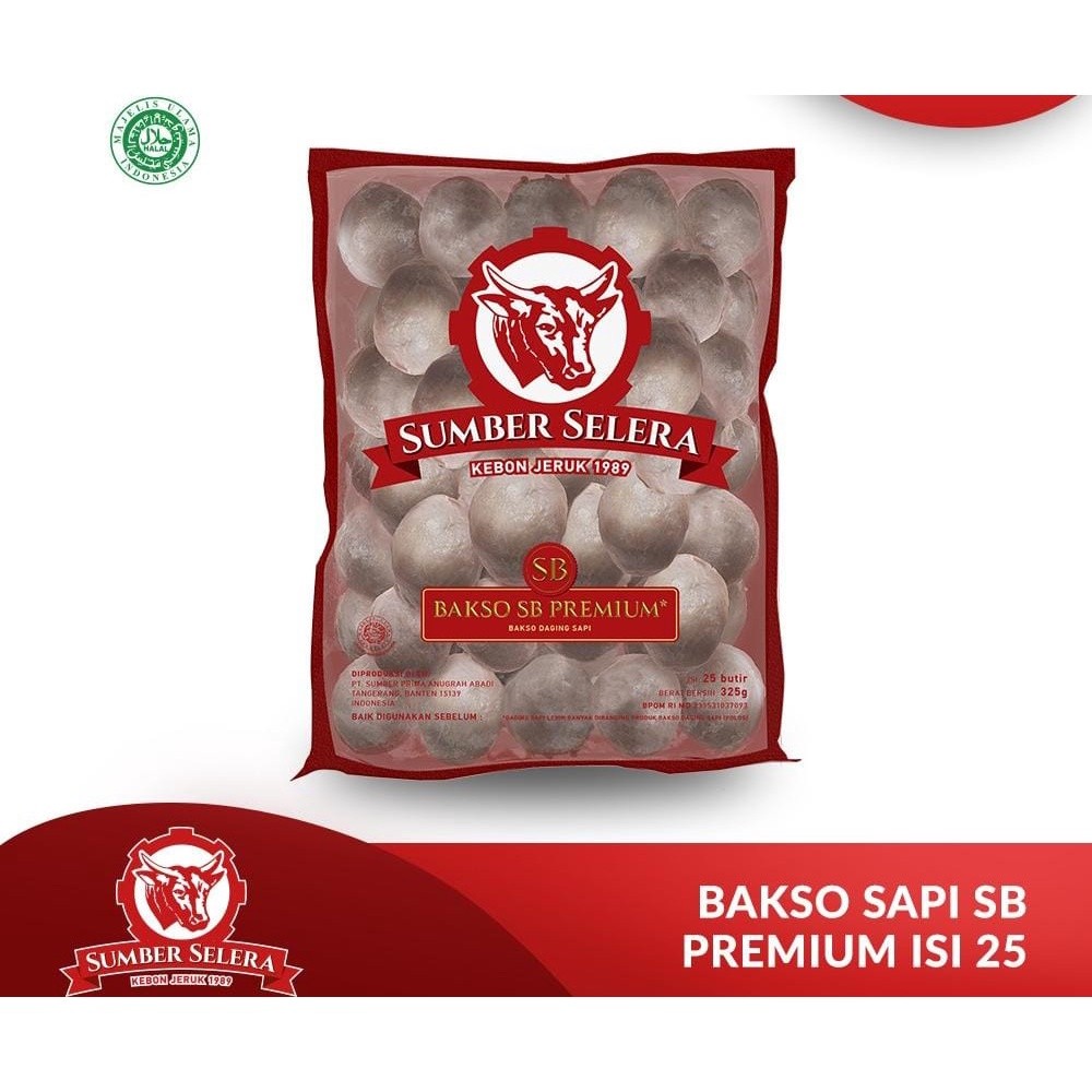 

Bakso Sapi SB Sumber Selera Premium 325gr Isi 25pcs