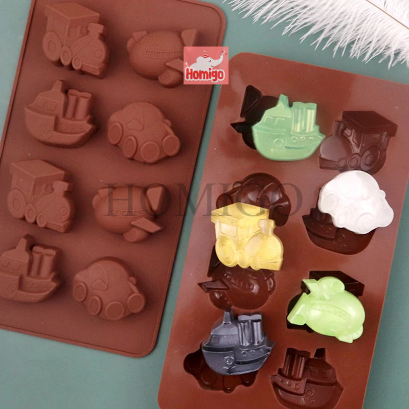 Homigo Isi 8 Cetakan Jelly Puding Coklat Permen Kue Nugget Fondant Silikon Agar Karakter Motif Trans