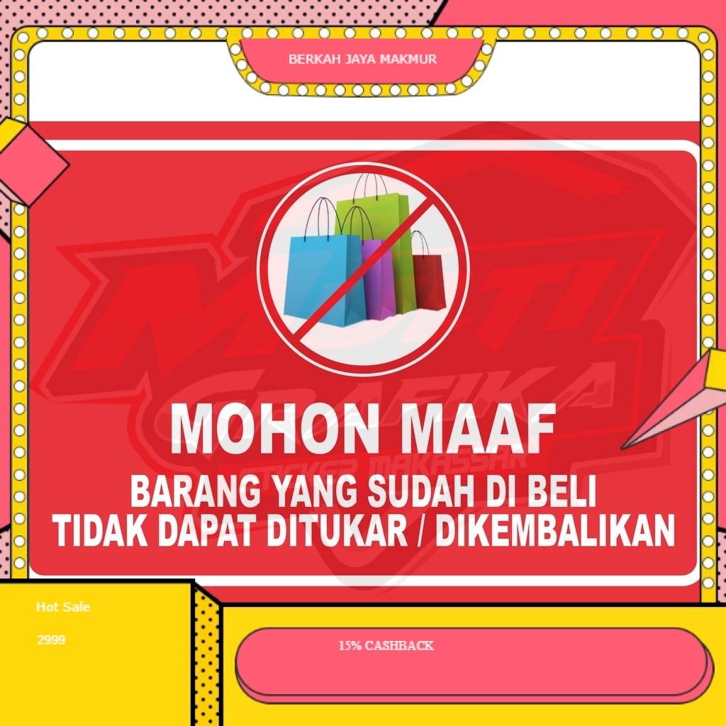 

Stiker Label Barang Yang Sudah Dibeli Tidak Dapat Dikembalikan Ditukar Waterproof Sticker