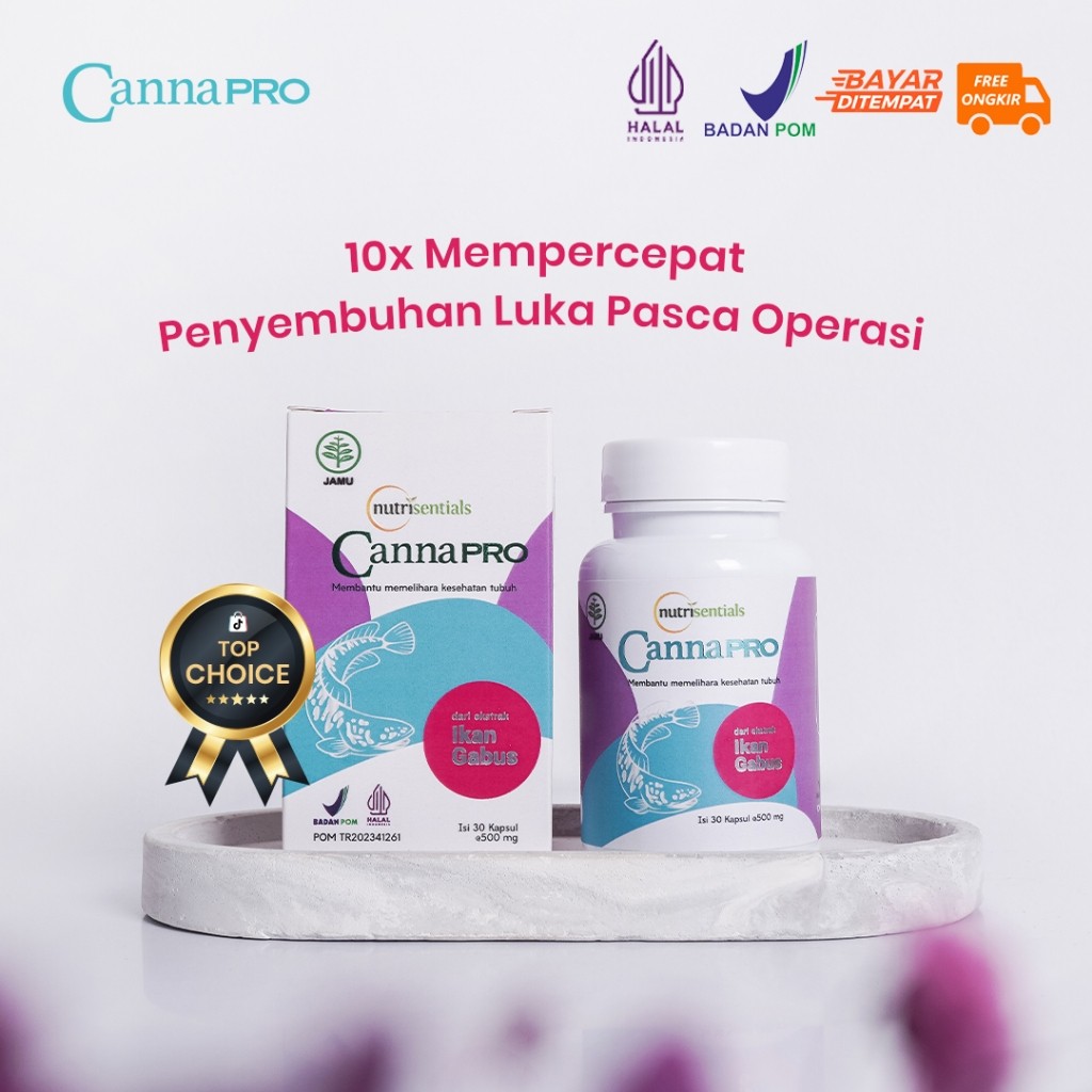 Nutrisentials CannaPro isi 60 kapsul Kutuk Ekstrak Ikan Gabus - Luka Operasi Cesar Cepat Kering
