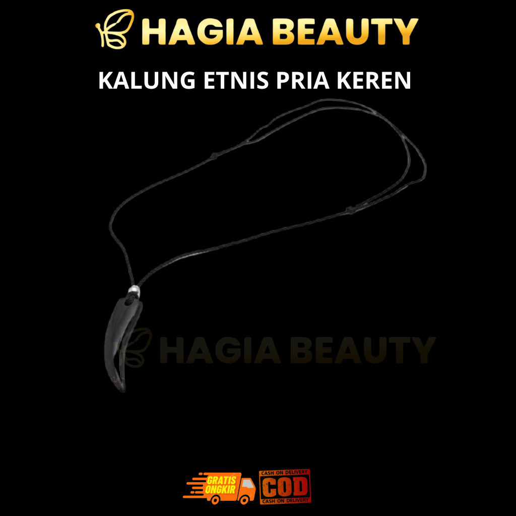 Kalung Pria Taring Keren Tali Distro Korea Hitam