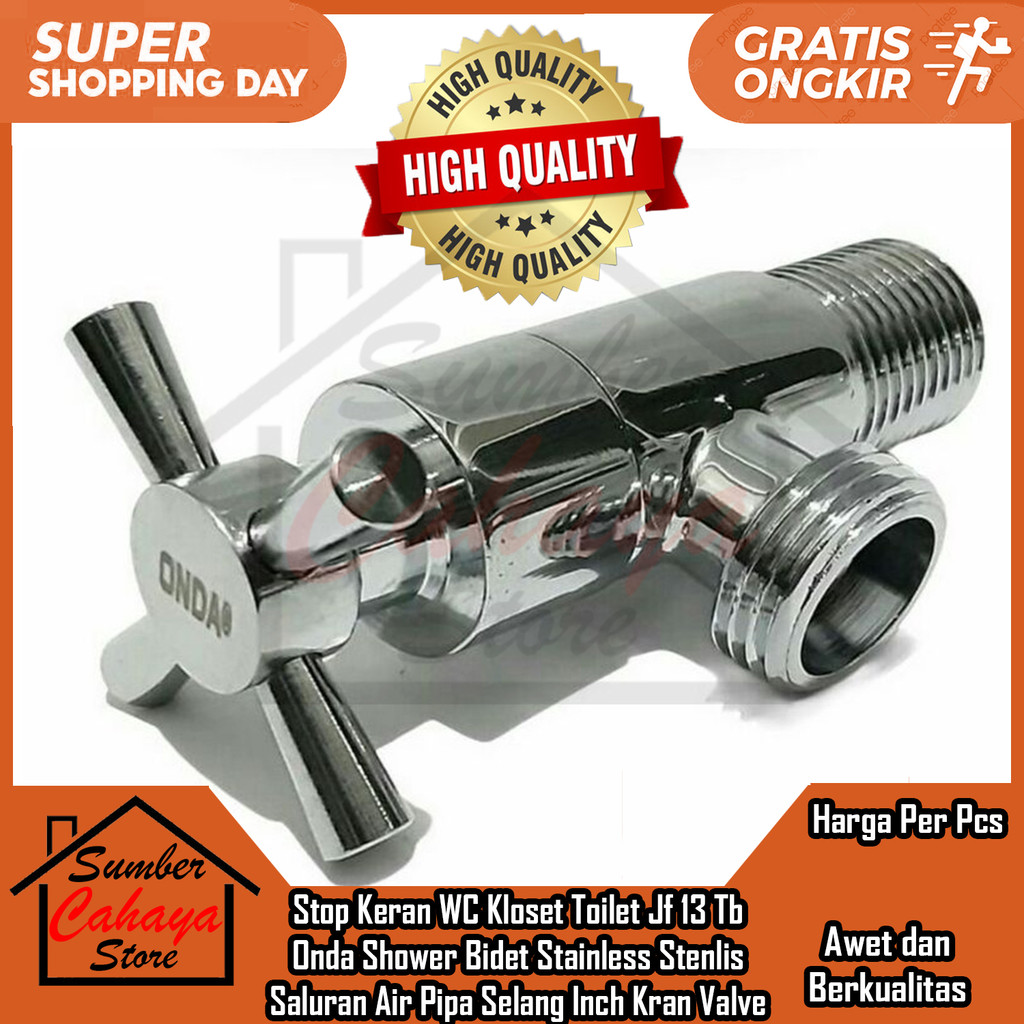 Stop Kran Keran T Shower Wc Kloset Bidet Jf 13 Tb Onda Angle Valve Setop Toilet Jet Shower 1/2 Caban