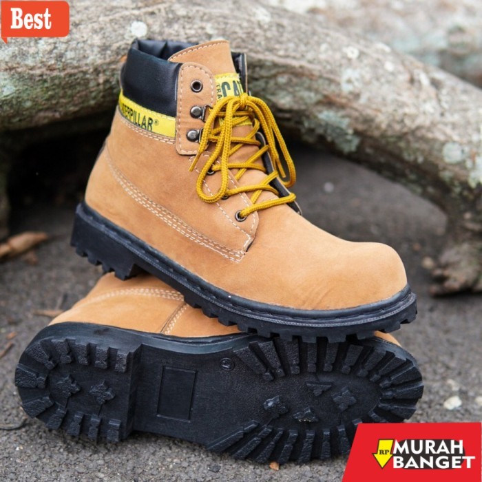 sepatu safety terbaik SEPATU SAFETY CATERPILLAR BOOTS PRIA KULIT TALI SAVETY BUT SEPTI TALI - Sby Ti