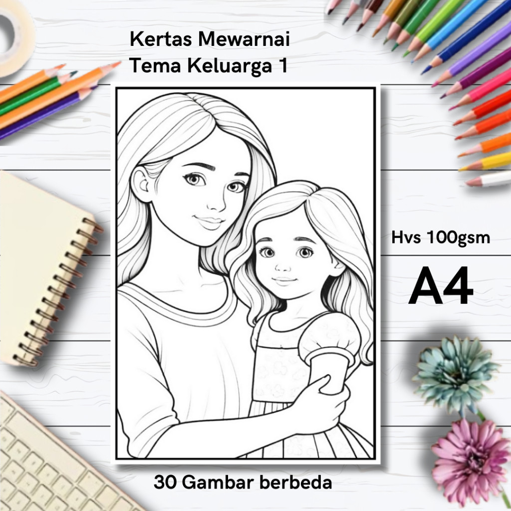 

30 Gambar Kertas mewarnai anak / Coloring / Sketa Tema Keluarga 1claraa aurel