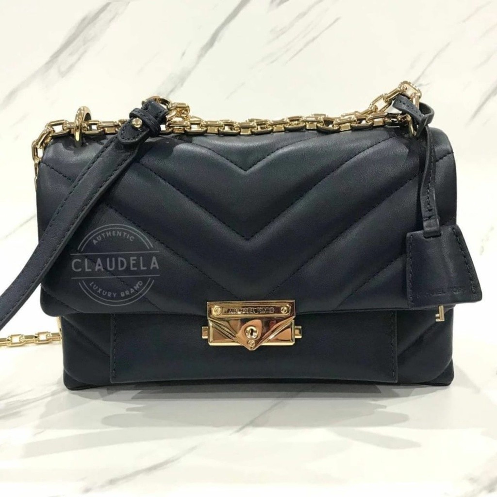 Michael Kors Cece Medium Quilted Leather Convertible Shoulder Bag in Admiral