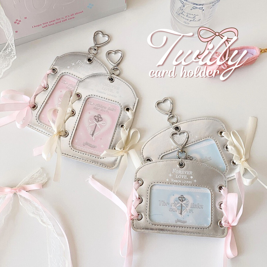 Bibimcat - Twilly Ribbon ID Card Holder PC Photocard Holder Name Tag Pita Ballet Coquette Cahol
