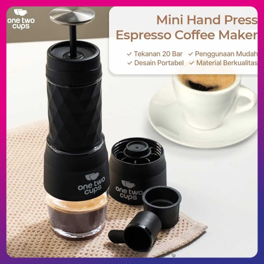 One Two Cups Hand Press Mini Espresso Coffee Maker 3in1 20 Bar 120ml - HS-8439