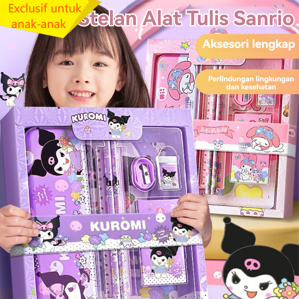

Kotak Pensil Anak Set 7 in 1 Stationery Hadiah Anak Sanrio Alat Tulis Set Kuromi My Melody Cinnamoroll Sayang.