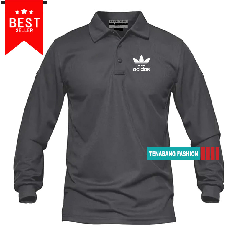 Kaos Polo Shirt Lengan Panjang Kaos Kerah Kaos Atasan Kaos Unisex Sablon Putih