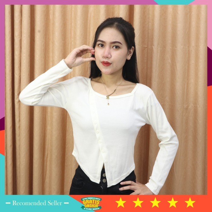 BAJU WANITA LEBARAN IMLEK NATAL TAHUN BARU 2025 /Atasan Kaos Wanita Blouse Button Knit Long Sleeve S