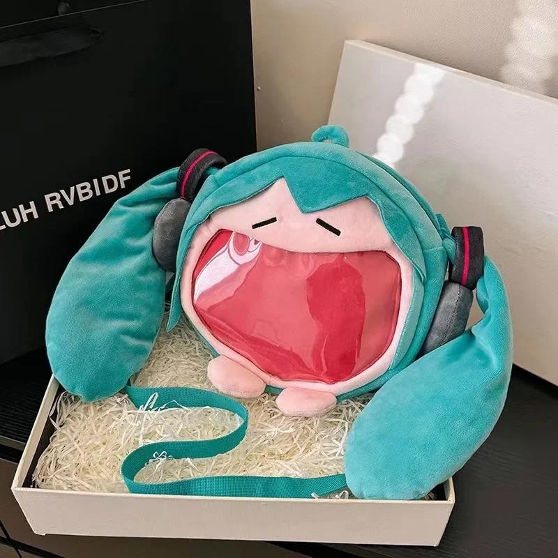 2024 New Hatsune Miku Headset Bag Large Capacity Shoulder Bag Shoulder Bag Doll Plush Toy Backpack C