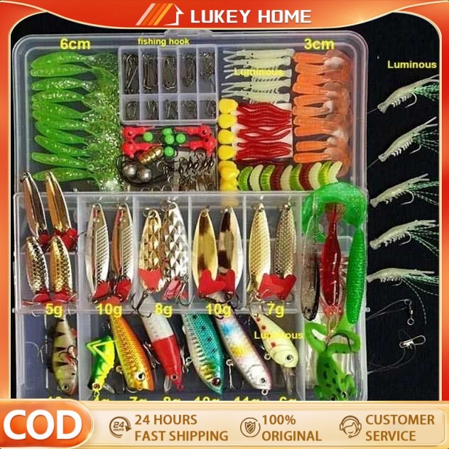 75pcs Set Umpan Pancing Fishing Tackle Box Soft Plastic Lure Umpan Campur Set Aksesoris Umpan Pancin