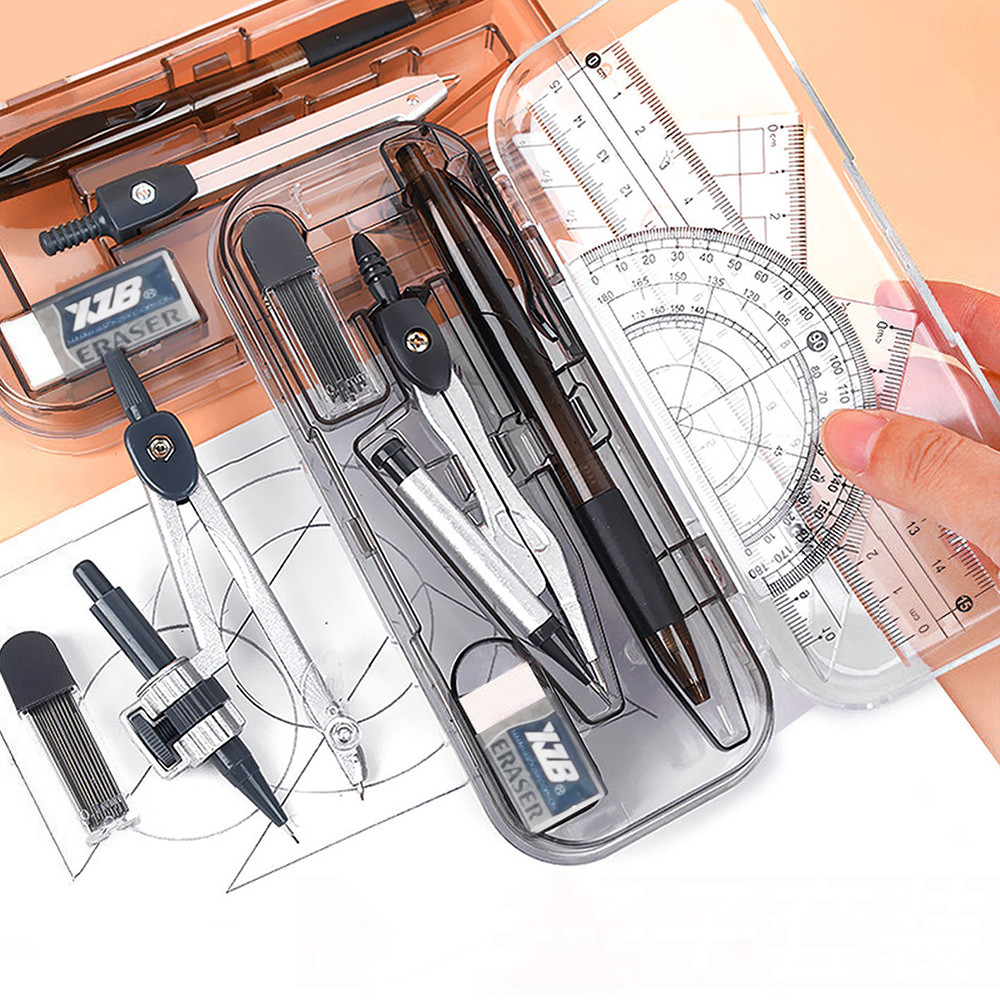 

8pcs/Set Ruler Compass Pencil Set Geometry Maths Student Drawing Stationery Mathematical For Boy Girl Gift School Supplies