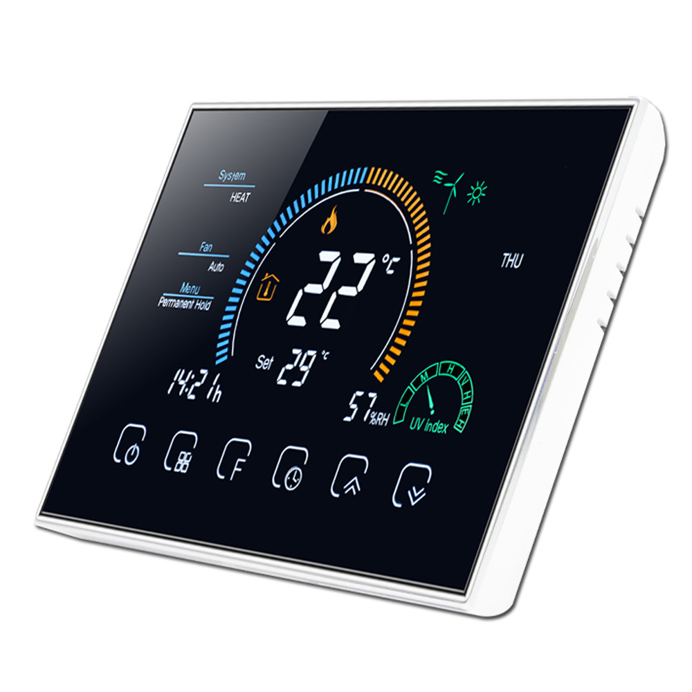 95-240VAC 2pipe 4pipe fan coil thermostat cooling heating thermostat TUYA WIFI programmable Works wi