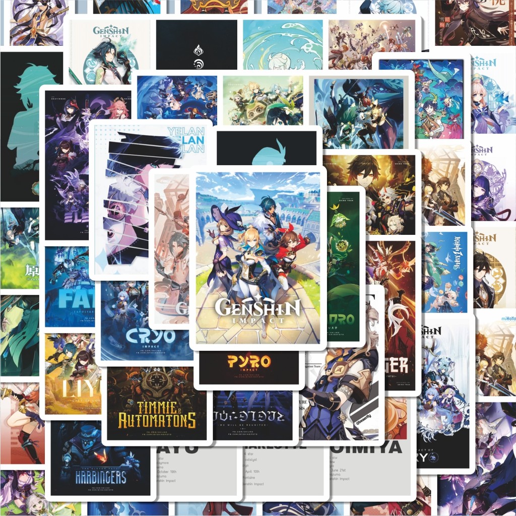 

100PCS Lucu Stiker Anime Genshin Impact Stiker Aesthetic Stiker Anti Air Stikers Berperekat Waterproof sticker decal buat Motor Helm Buku Journal Koper Casing HP Laptop Botol Minum Hadiah anak