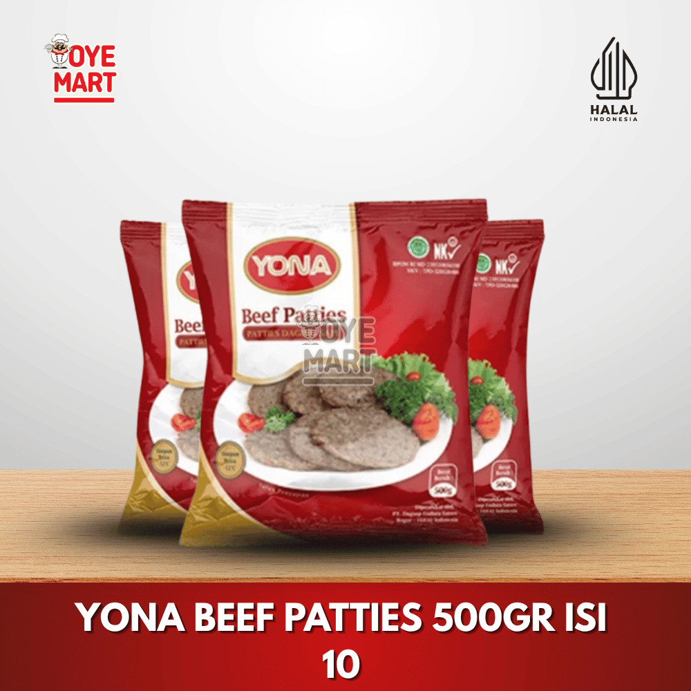 

BEEF PATTIES YONA 500GR ISI 10 BURGER DAGING SAPI
