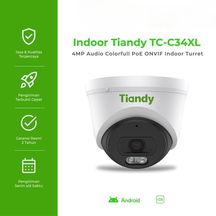TC-C34XL IP CAMERA CCTV TIANDY 4MP AUDIO COLORVU POE ONVIF INDOOR