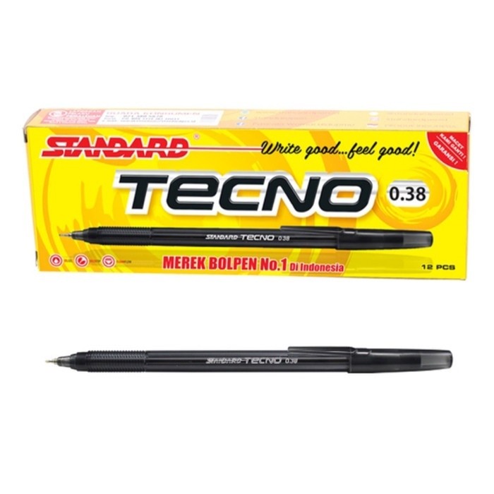 

[1Pak isi 12] Pulpen Standard Tecno Tip 0.38 Tinta Hitam